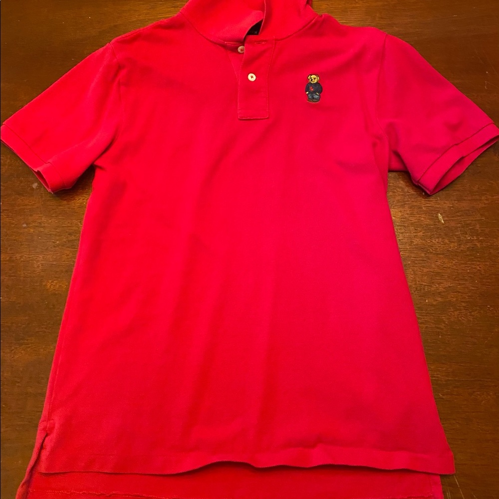 Polo Ralph Lauren Youth L (14-16) Red Polo Bear Embroidered Logo Collared